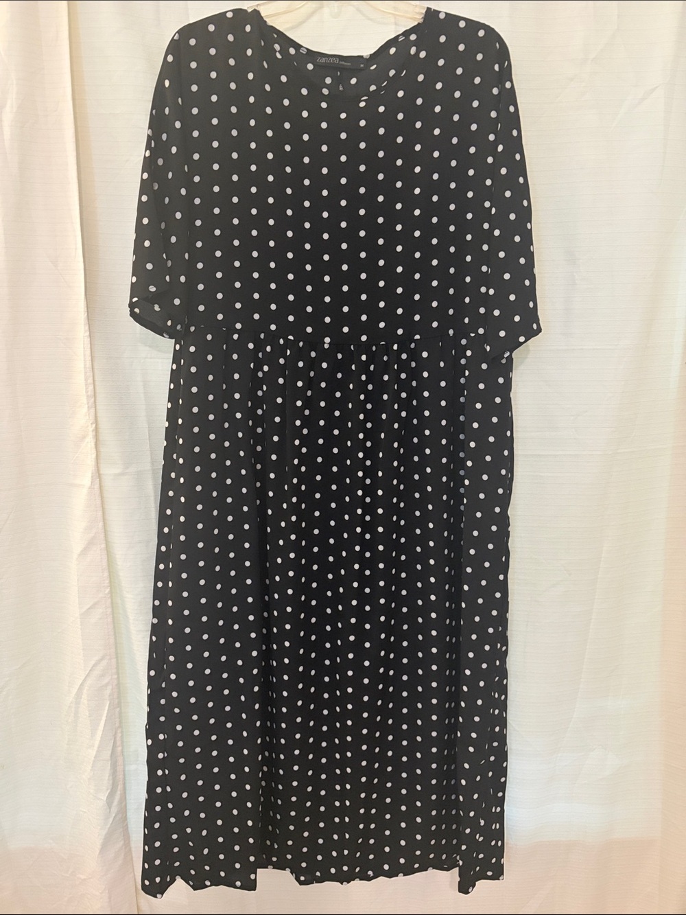 Zanzea Black and White Polka Dot Maxi Dress